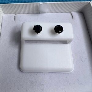 925 Sterling Silver Black Gem Earrings